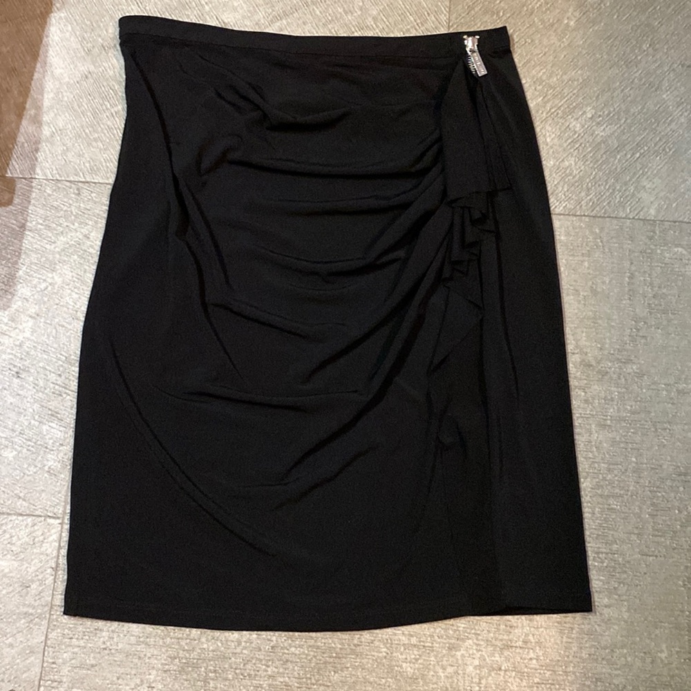 Michael Kors black pencil skirt ruffle accent 6